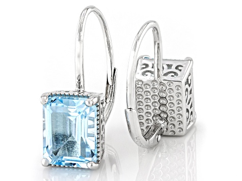 Sky Blue Topaz Platinum Over Sterling Silver Earrings 5.40ctw