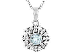 Sky Blue Topaz Rhodium Over Sterling Silver Pendant with Chain 0.98ctw