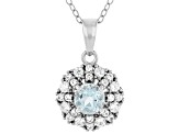 Sky Blue Topaz Rhodium Over Sterling Silver Pendant with Chain 0.98ctw