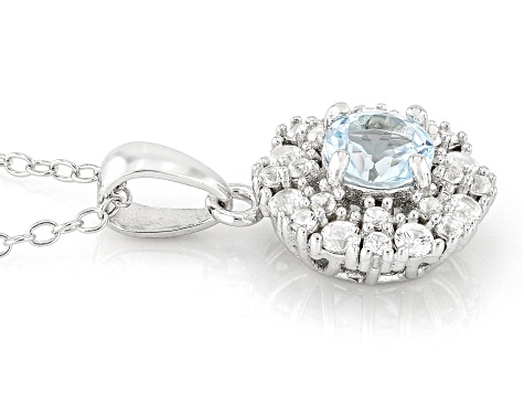 Sky Blue Topaz Rhodium Over Sterling Silver Pendant with Chain 0.98ctw