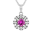 Pink Lab Created Sapphire Rhodium Over Sterling Silver Pendant with Chain 0.98ctw