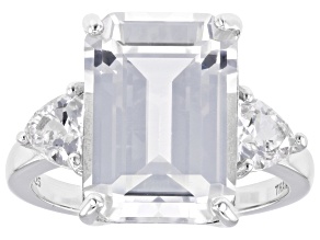 White Lab Created Sapphire Rhodium Over Sterling Silver Ring 8.16ctw