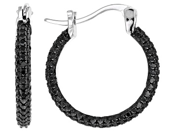 Picture of Black Spinel Rhodium Over Sterling Silver Earrings 1.17ctw