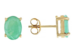 Green Emerald 18k Yellow Gold Over Sterling Silver Earrings 3.40ctw