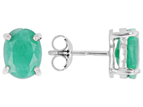 Green Emerald Rhodium Over Sterling Silver Earrings 3.40ctw