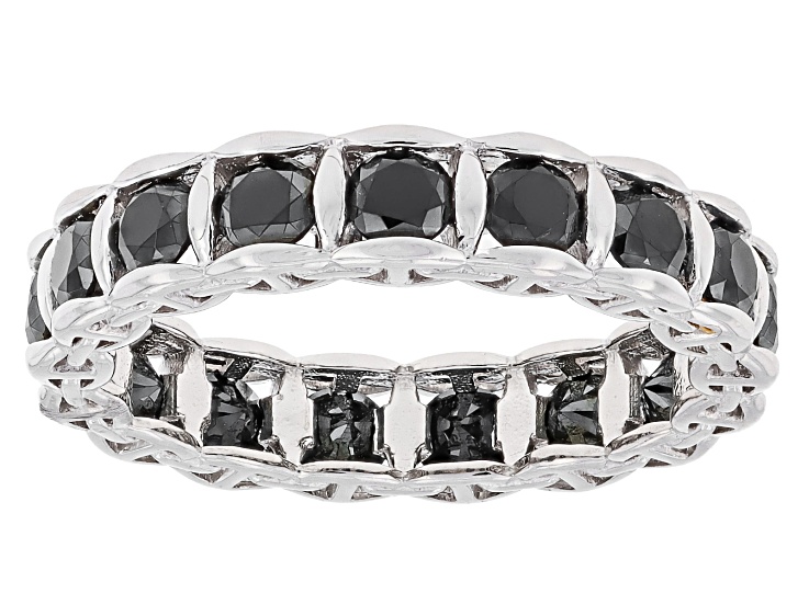 Black Spinel Rhodium Over Sterling Silver Ring 2.60ctw
