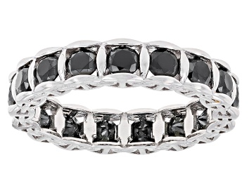 Picture of Black Spinel Rhodium Over Sterling Silver Ring 2.60ctw