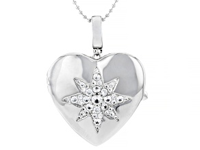 White Lab Created Sapphire Rhodium Over Sterling Silver Pendant with Chain 0.93ctw