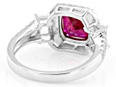 Lab Created Ruby Rhodium Over Sterling Silver Ring 3.74ctw