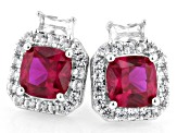 Red Lab Created Ruby Rhodium Over Sterling Silver Earrings 2.81ctw