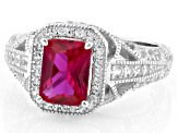 Lab Created Ruby Rhodium Over Sterling Silver Ring 2.38ctw