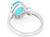 Paraiba Blue Opal Rhodium Over Sterling Silver Ring 1.60ctw