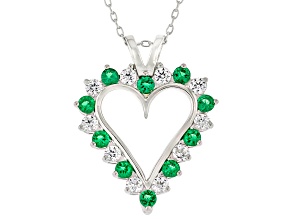 Green Emerald Simulant Rhodium Over Sterling Silver Pendant with Chain 1.42ctw