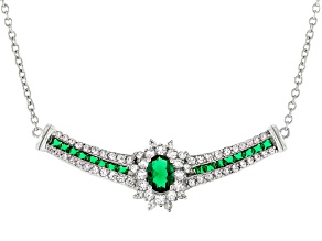 Green Emerald Simulant Rhodium Over Sterling Silver Necklace 2.34ctw