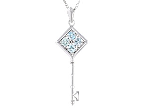Blue Zircon Rhodium Over Sterling Silver Pendant with Chain 1.65ctw