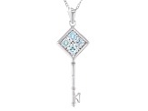 Blue Zircon Rhodium Over Sterling Silver Pendant with Chain 1.65ctw
