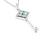 Blue Zircon Rhodium Over Sterling Silver Pendant with Chain 1.65ctw