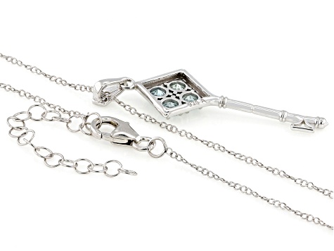 Blue Zircon Rhodium Over Sterling Silver Pendant with Chain 1.65ctw