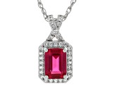Lab Created Ruby Rhodium Over Sterling Silver Pendant with Chain and Earrings Set