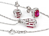 Lab Created Ruby Rhodium Over Sterling Silver Pendant with Chain and Earrings Set