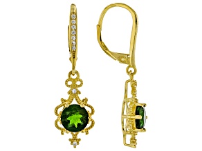 Chrome Diopside 18k Yellow Gold Over Silver Earrings 2.66ctw