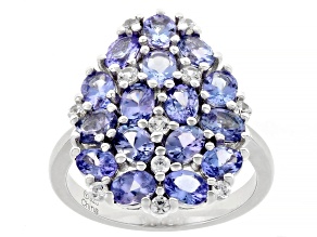 Blue Tanzanite Rhodium Over Sterling Silver Ring 2.85ctw