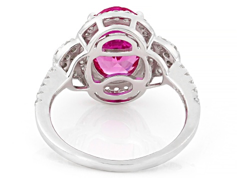 Pink Lab Created Sapphire Rhodium Over Sterling Silver Ring 5.71