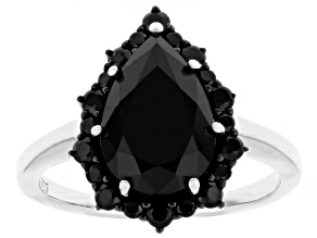 Black Spinel Rhodium Over Sterling Silver Ring 3.90ctw