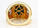 Blue Turquoise 18K Gold Over Sterling Silver 2.32ctw