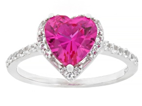 Pink Lab Created Sapphire Rhodium Over Sterling Silver Ring 2.62ctw