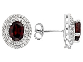 Red Zircon Rhodium Over Sterling Silver Earrings 3.95ctw
