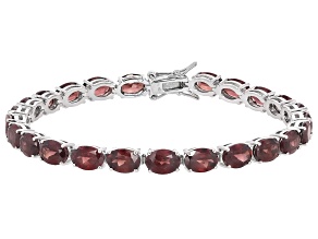 Red Zircon Sterling Silver Bracelet 19.50ctw