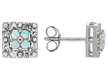 Natural Yellow And White Diamond 10k Yellow Gold Halo Stud Earrings 0.45ctw