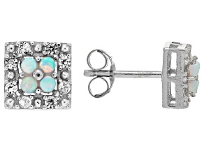 White Lab Created Opal Rhodium Over Sterling Silver Earrings 0.57ctw