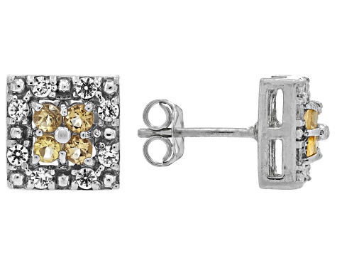 Yellow Citrine Rhodium Over Sterling Silver Earrings 0.85ctw