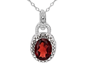 Red Garnet Rhodium Over Sterling Silver Pendant with Chain 1.44ctw