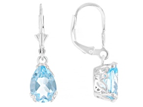 Sky Blue Topaz Rhodium Over Sterling Silver Earrings 2.90ctw
