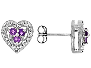 Purple Amethyst Rhodium Over Sterling Silver Earrings 0.96ctw