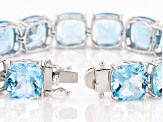 Sky Blue Topaz Rhodium Over Sterling Silver Bracelet 70.00ctw