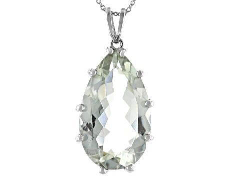 Green Prasiolite Rhodium Over Sterling Silver Pendant With Chain 18.50ct