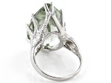 Green Prasiolite Rhodium Over Silver Ring 18.50ct