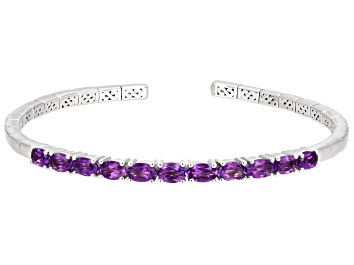Picture of Purple Amethyst Rhodium Over Sterling Silver Bracelet 4.50ctw