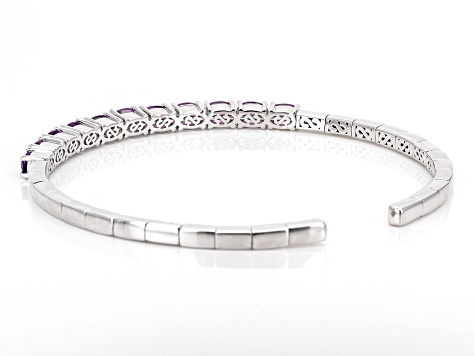 Purple Amethyst Rhodium Over Sterling Silver Bracelet 4.50ctw