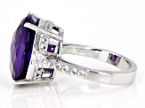 Purple Amethyst Rhodium Over Sterling Silver Ring 8.00ctw