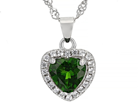 Chrome Diopside  Rhodium Over Sterling Silver Pendant 1.38ctw