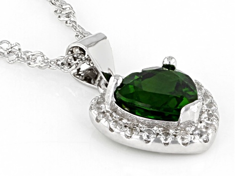 Chrome Diopside  Rhodium Over Sterling Silver Pendant 1.38ctw