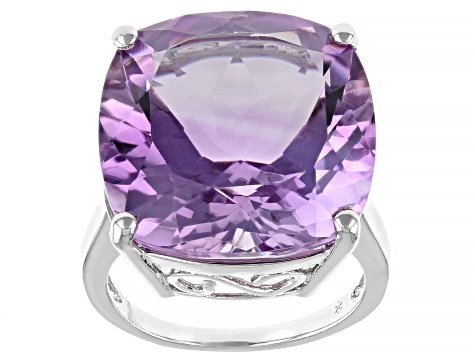 Lavender Amethyst Rhodium Over Sterling Silver Ring 15.00ctw