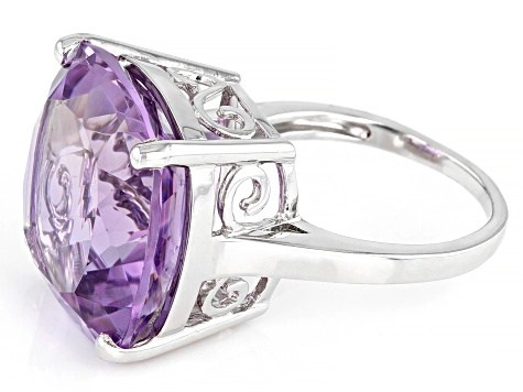 Lavender Amethyst Rhodium Over Sterling Silver Ring 15.00ctw