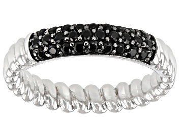 Picture of Black Spinel Rhodium Over Sterling Silver Ring 0.42ctw