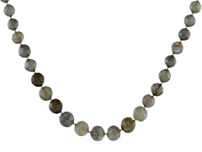 Gray Labradorite Bead Sterling Silver Necklace 150.00ctw